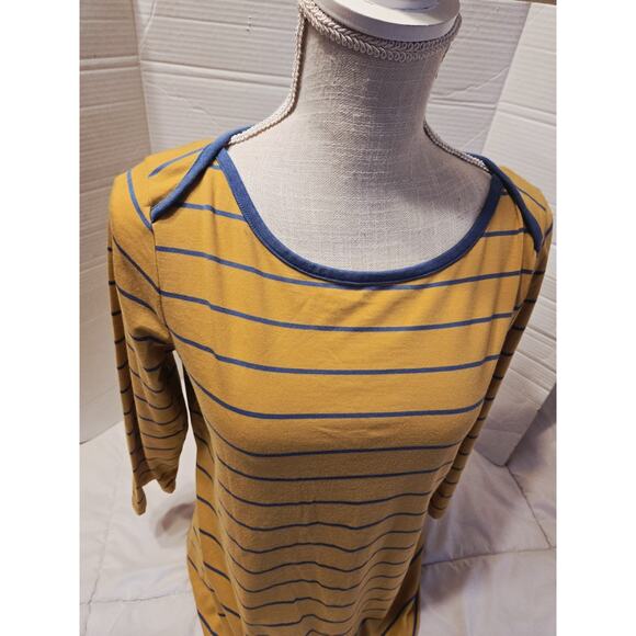 L.L. Bean Top Womens M Orange Stripe Supima Boat Neck Casual Layer Basic Workout - Picture 3 of 13